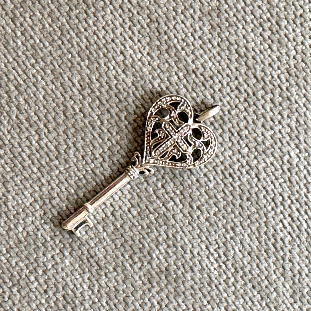 White Gold and Diamond Key Charm